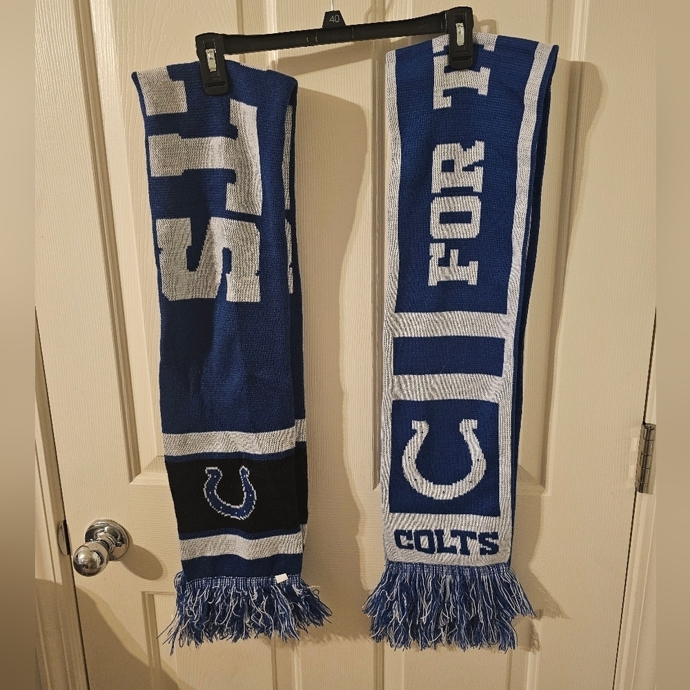 3 Indianapolis Colts NFL Winter Scarf Unisex One Size Blue & White - Picture 2 of 3